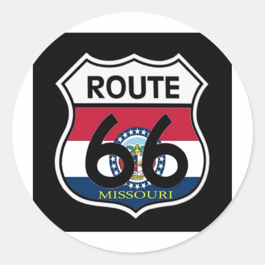 Missouri Flag Route 66 Shield Ronde Sticker (Voorkant)
