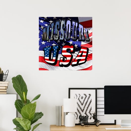 Missouri-foto en Amerikaanse tekst Poster (Thuiskantoor)