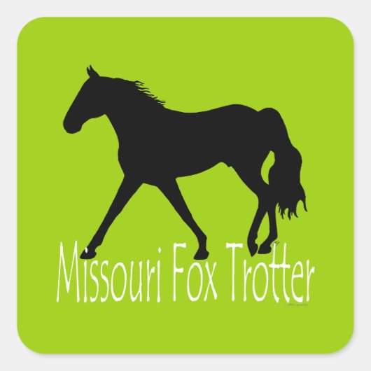 Missouri Fox Trotter Paard Silhouet Helder Groen Vierkante Sticker (Voorkant)