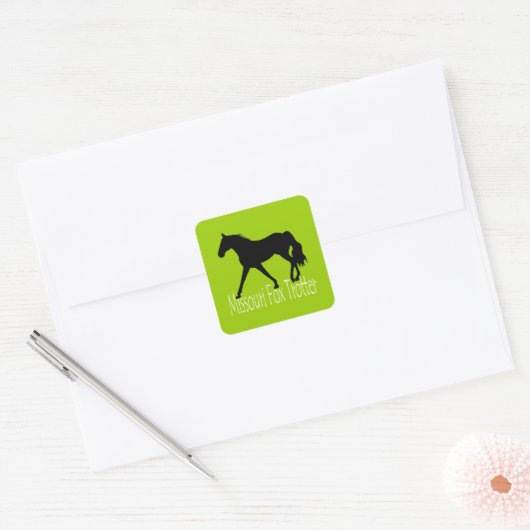 Missouri Fox Trotter Paard Silhouet Helder Groen Vierkante Sticker (Envelop)