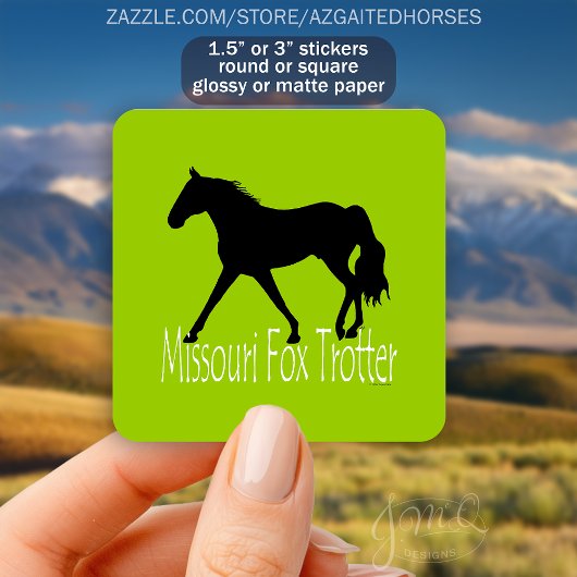 Missouri Fox Trotter Paard Silhouet Helder Groen Vierkante Sticker