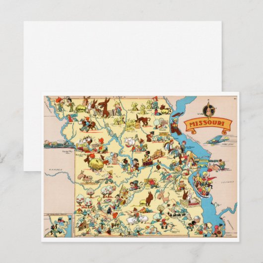 Missouri Funny  Map Briefkaart (Voorkant / Achterkant)