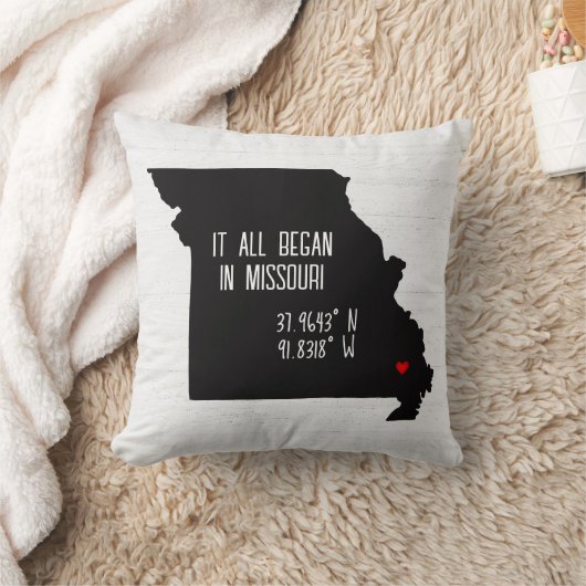 Missouri GPS-coördinaten met hart Kussen (Deken)