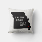 Missouri GPS-coördinaten met hart Kussen (Voorkant)