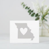 Missouri Grey State Map Vorm met Heart Cutout Briefkaart (Staand voorkant)