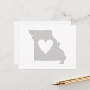 Missouri Grey State Map Vorm met Heart Cutout Briefkaart