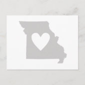Missouri Grey State Map Vorm met Heart Cutout Briefkaart (Voorkant)