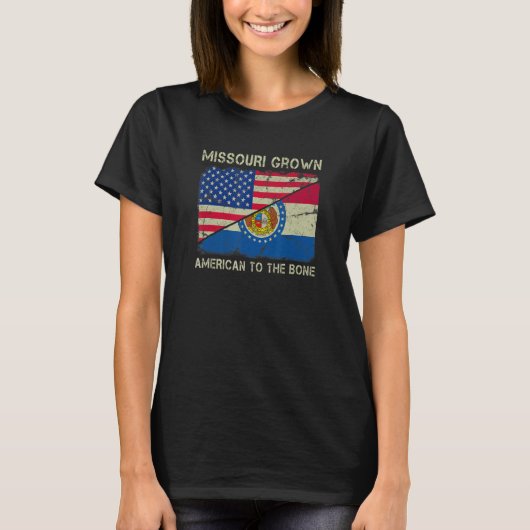 Missouri Grown American To The Bone Home State Mis T-shirt (Voorkant)