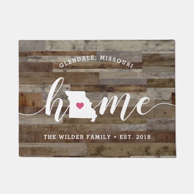 Missouri Home State Personalized Wood Kijk uit Deurmat (Voorkant)