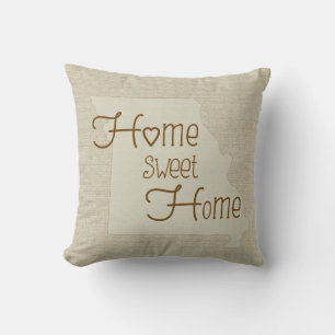 Missouri-Home Sweet Home Burlap-look, aangepaste n Kussen