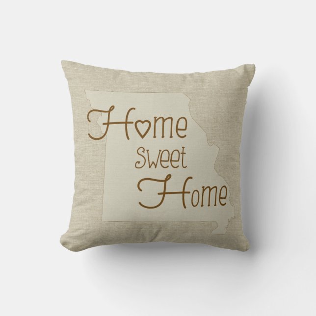 Missouri-Home Sweet Home Burlap-look, aangepaste n Kussen (Voorkant)