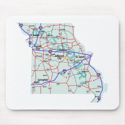 Missouri Interstate Map Mousepad Muismat (Voorkant)