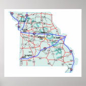 Missouri Interstate Map Print (Voorkant)