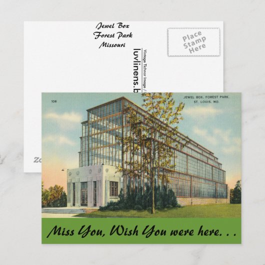 Missouri, Jewel Box, Forest Park Briefkaart (Voorkant / Achterkant)
