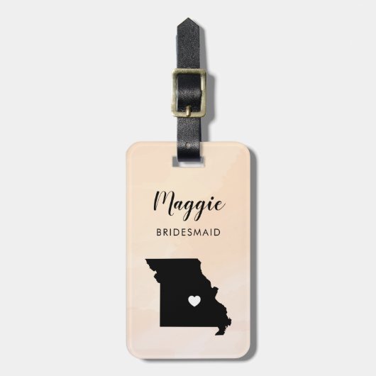 Missouri Kaart Bagagelabel, Huwelijksfeest Welkom Bagagelabel (Voorkant verticaal)