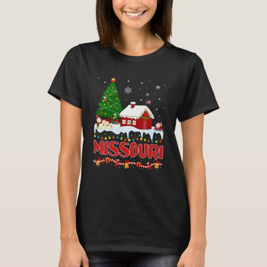 Missouri Kerstboom Licht Pyjama Staat van Miss T-shirt (Voorkant)