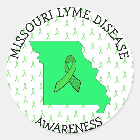 Missouri Lyme Disease Ribbons BewustStickers Ronde Sticker (Voorkant)