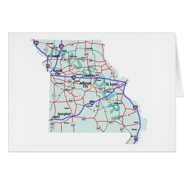 Missouri Map Blank Card (Voorkant Horizontaal)