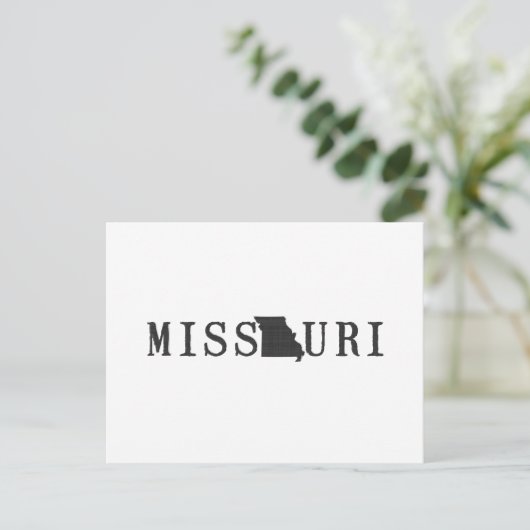 Missouri Map Geschatte Letter State Word Art Black Briefkaart (Staand voorkant)