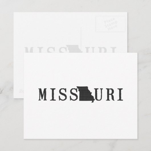 Missouri Map Geschatte Letter State Word Art Black Briefkaart (Voorkant / Achterkant)