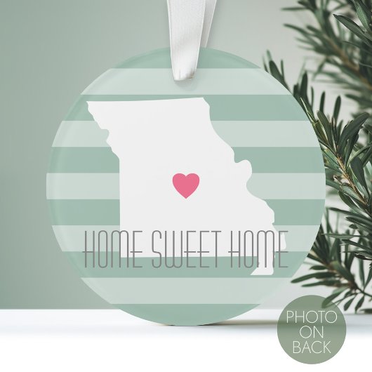 Missouri Map Home State Love met Custom Heart Ornament