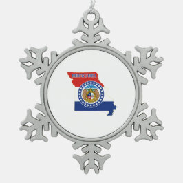 Missouri Map Shaped Missourian State Flag Tin Sneeuwvlok Ornament