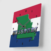 Missouri Map, Text and State Flag Clock Vierkante Klok (Hoek)