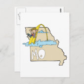 Missouri MO-kaart met Saint Louis Arch-Cartoon Briefkaart (Voorkant / Achterkant)