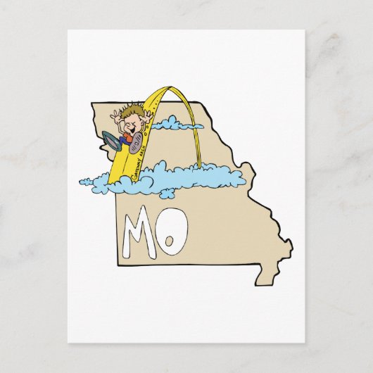 Missouri MO-kaart met Saint Louis Arch-Cartoon Briefkaart (Voorkant)