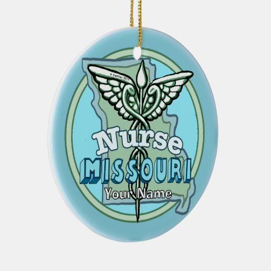 Missouri Nurse Caduceus Keramisch Ornament (Rechts)