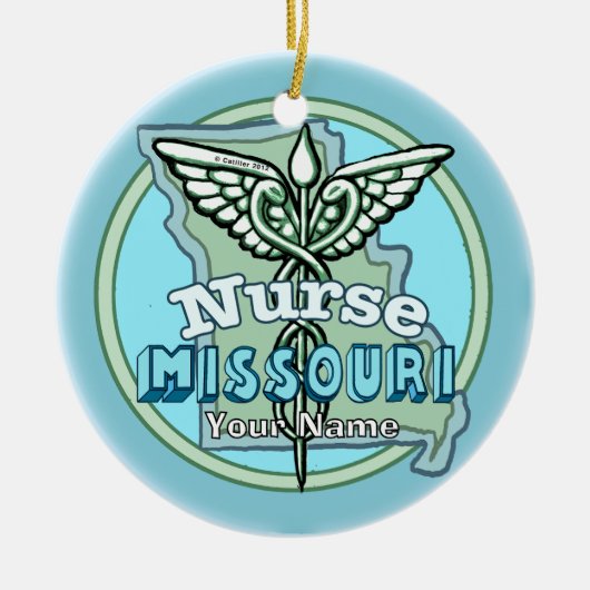 Missouri Nurse Caduceus Keramisch Ornament (Voorkant)