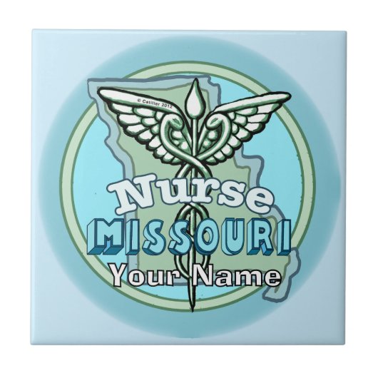 Missouri Nurse Caduceus Tile Tegeltje (Voorkant)