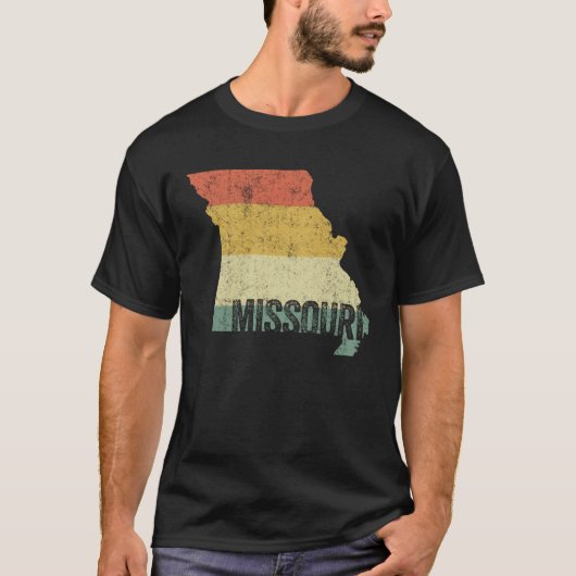 Missouri Retro  Sunset Distress State Map T-shirt (Voorkant)