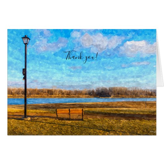Missouri River Bench Painterly Dank u kaart (Voorkant Horizontaal)