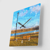 Missouri River Bench Painterly Wandklok (Hoek)