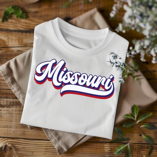 Missouri Rood Wit en Blauw  Script T-shirt