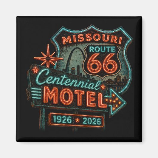 Missouri Route 66 Eeuwfeest Souvenir Magneet (Voorkant)