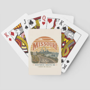 Missouri Route 66 Gateway Arch Card Night Vibe Pokerkaarten