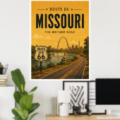 Missouri Route 66 Gateway Rivier Reizen Kunst Poster (Thuiskantoor)