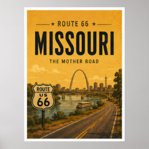 Missouri Route 66 Gateway Rivier Reizen Kunst Poster