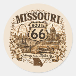 Missouri Route 66 Gateway Road Decal Ronde Sticker