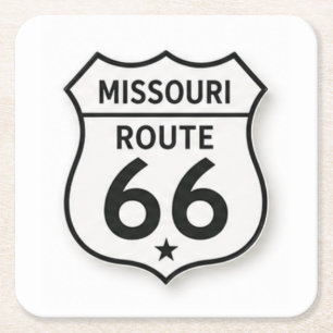 Missouri Route 66 Retro Witte Schildhouder Kartonnen Onderzetters