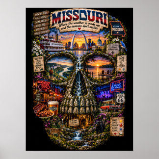 Missouri Schedel Art Print | Staat van Geest
