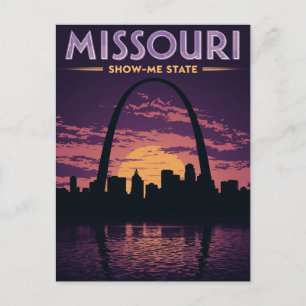 Missouri Show-Me State St. Louis Arch Zonsondergan Briefkaart