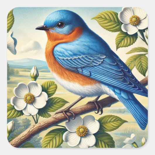 Missouri State Bird Eastern Bluebird Vierkante Sticker (Voorkant)