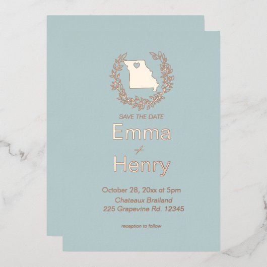 Missouri State Destination Wedding Folie Uitnodiging (Voorkant / Achterkant)