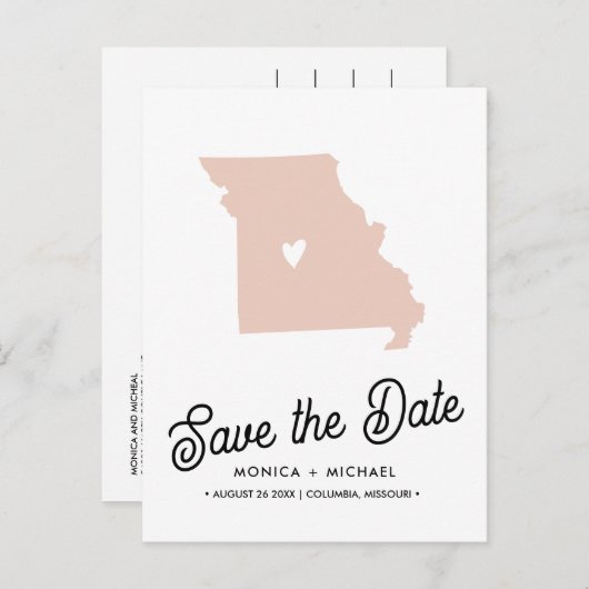 MISSOURI State Destination Weduwing ANY COLOR Aankondigingskaart (Voorkant / Achterkant)