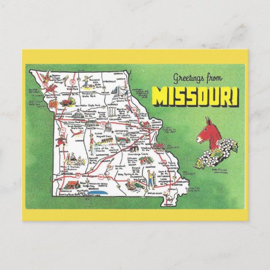 Missouri State Map Briefkaart (Voorkant)