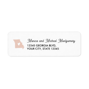 MISSOURI State Map met hart - ELKE KLEUR Etiket