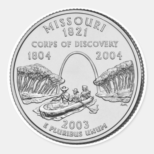 Missouri State Quarter Ronde Sticker (Voorkant)